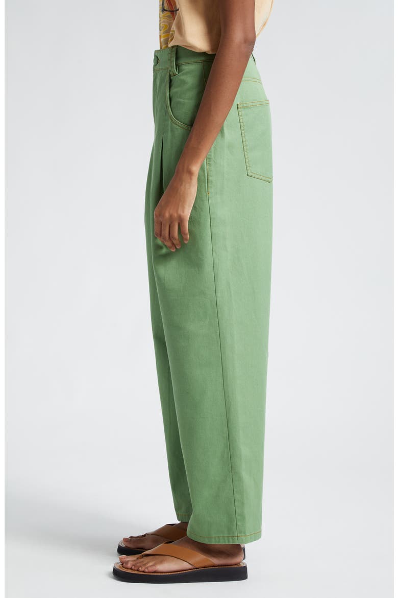 High Waist Pleat Wide Leg Pants, Alternate, color, GREEN