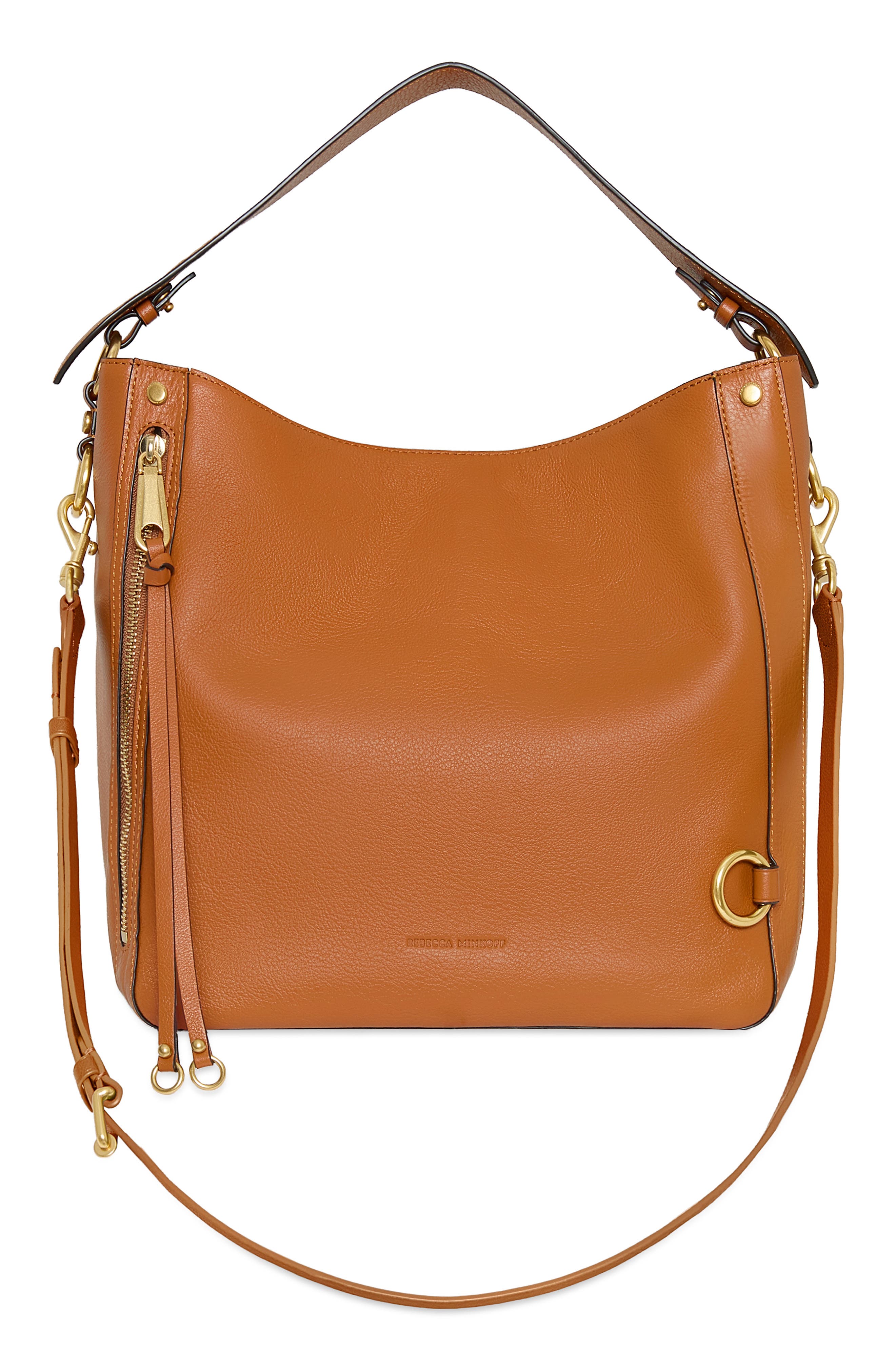 Rebecca Minkoff Mab Leather Hobo Bag, Alternate, color, Caramello