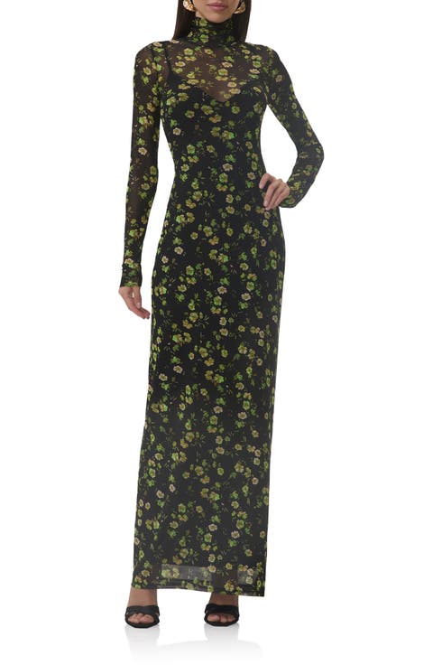 Billie Floral Long Sleeve Mesh Maxi Dress