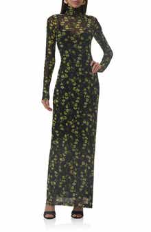 AFRM Billie Floral Long Sleeve Mesh Maxi Dress
