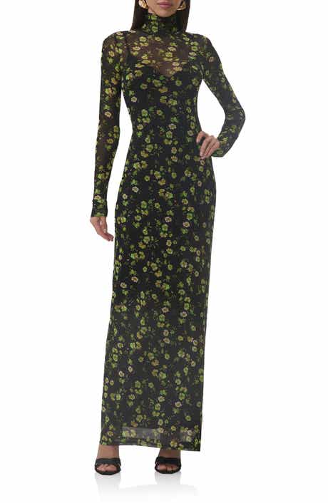 AFRM Billie Floral Long Sleeve Mesh Maxi Dress