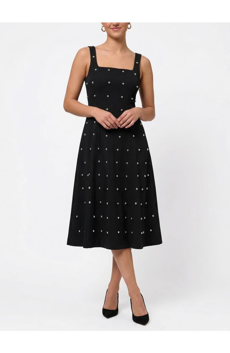 RACHEL Rachel Roy Zahra Sleeveless Studded Midi Dress, Main, color, Black