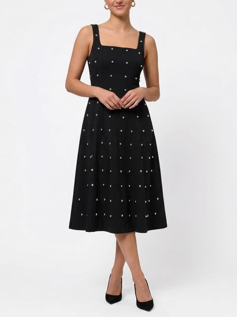 Zahra Sleeveless Studded Midi Dress