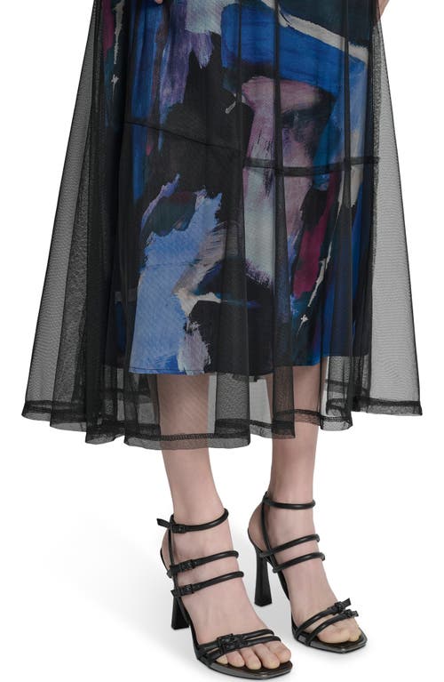 Dkny Print Skirt Mixed Media Dress In Multi