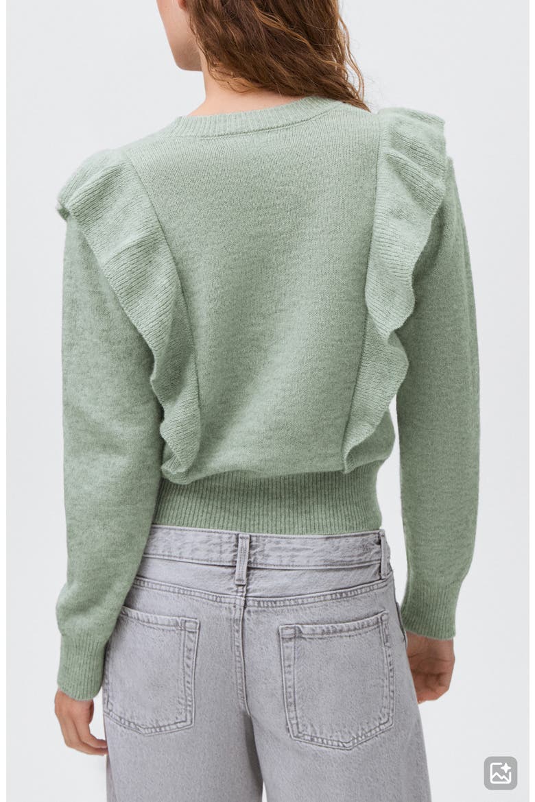 Ruffle Crop Sweater, Alternate, color, GREEN