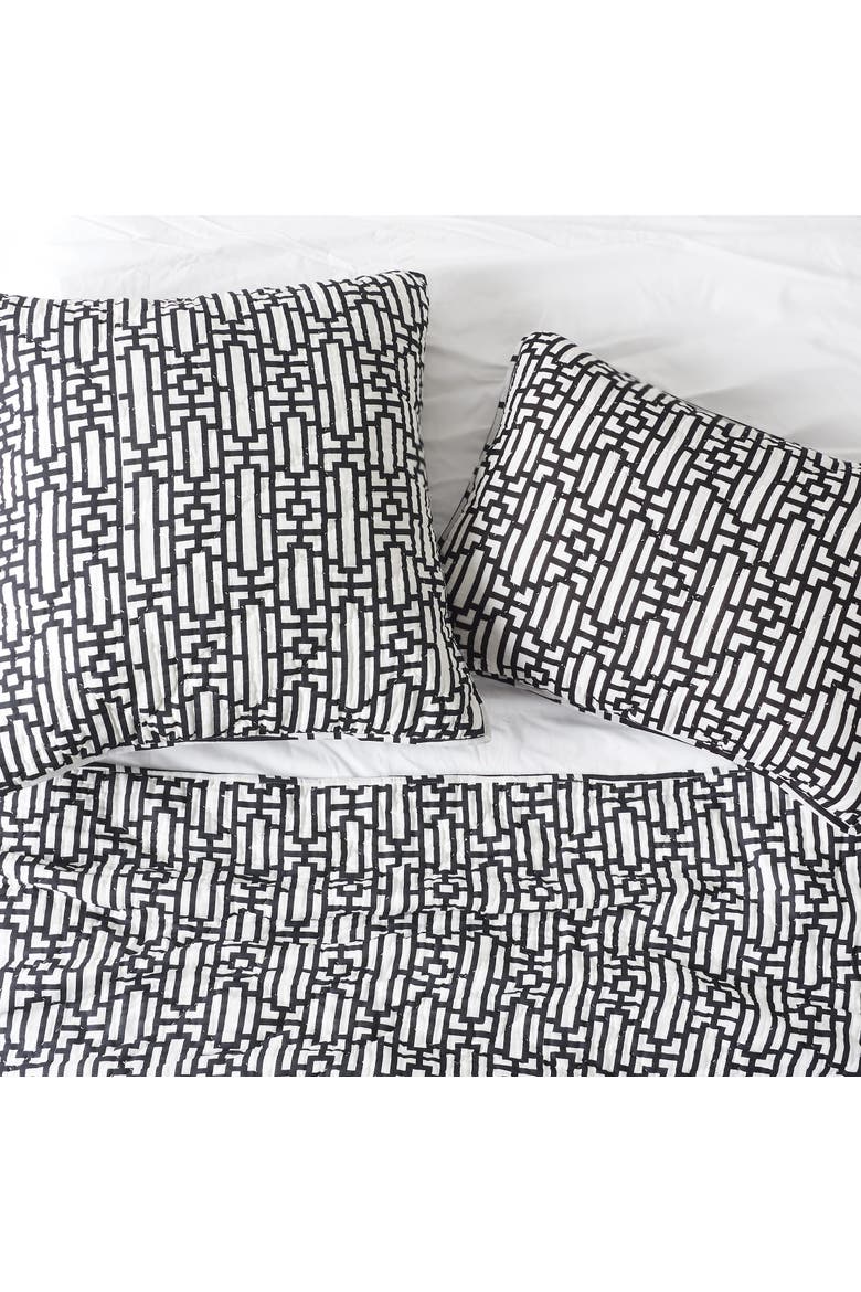 Naya Geometric Cotton Standard Pillow Sham, Alternate, color, Black
