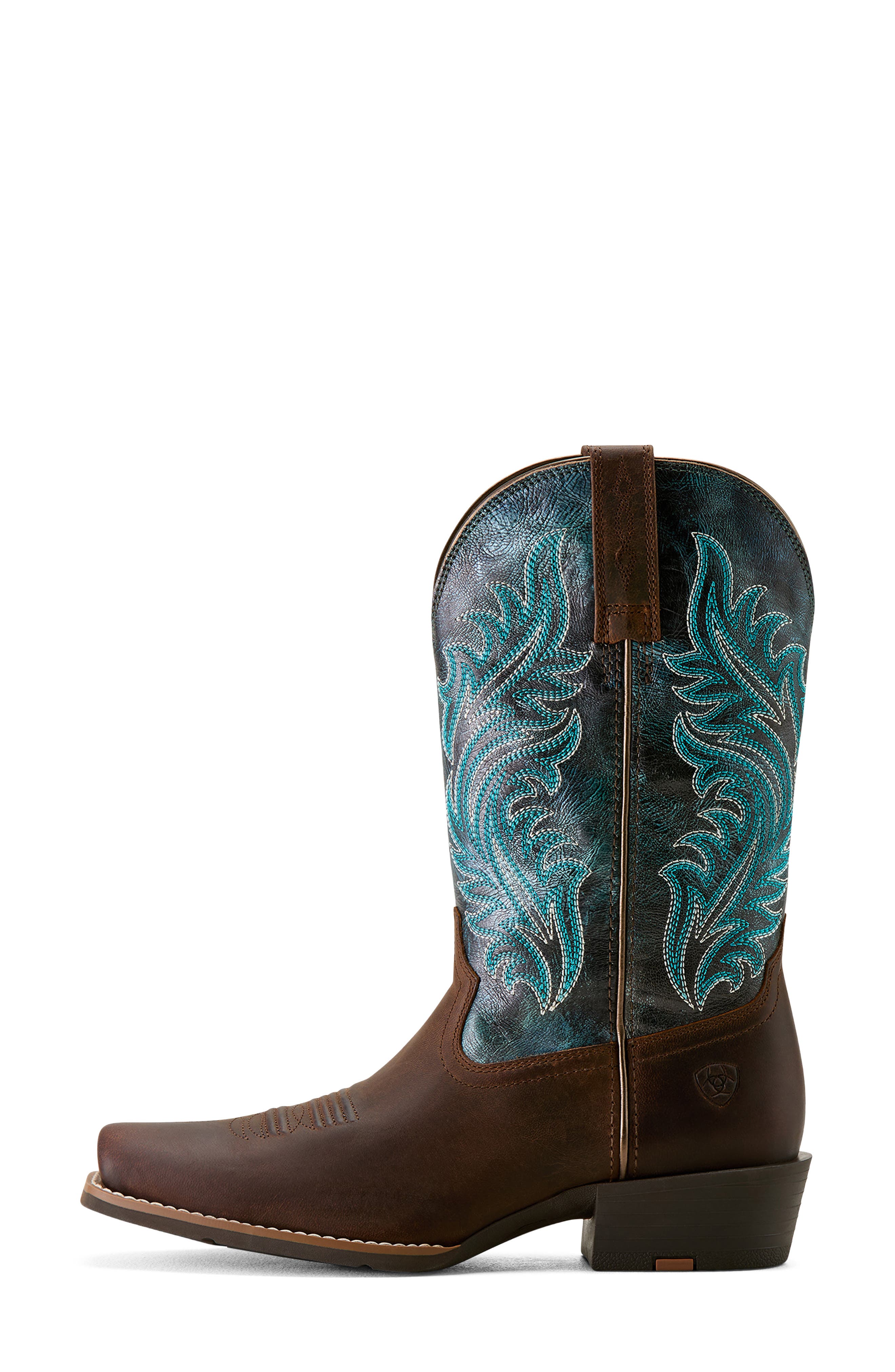 Round Up Narrow Cutter Toe Western Boot, Alternate, color, BROWN/BLUE