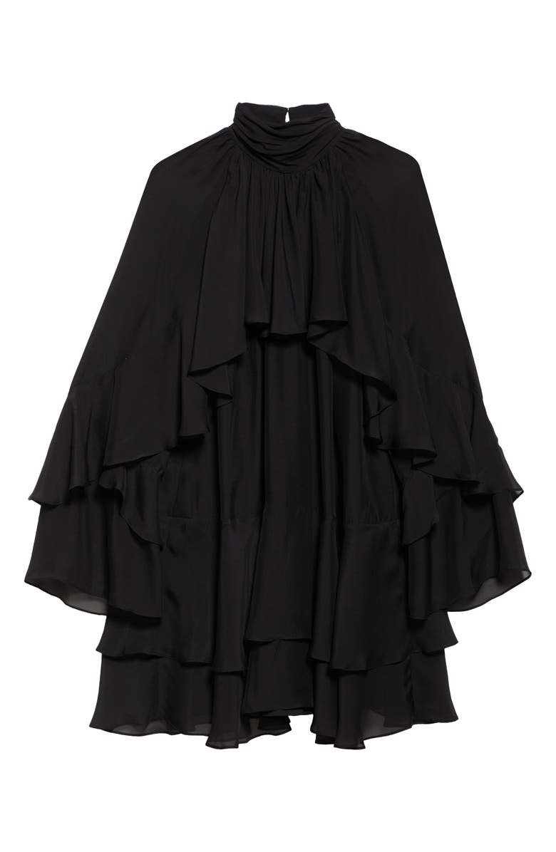 Veronica Beard Adlington Ruffle Detail Long Sleeve Silk Chiffon Dress, Alternate, color, Black