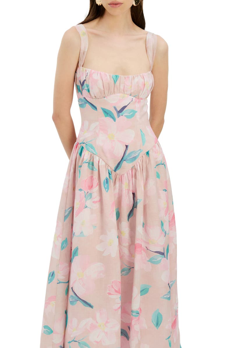 Bardot Cartia Print Midi Dress, Alternate, color, Pink Floral