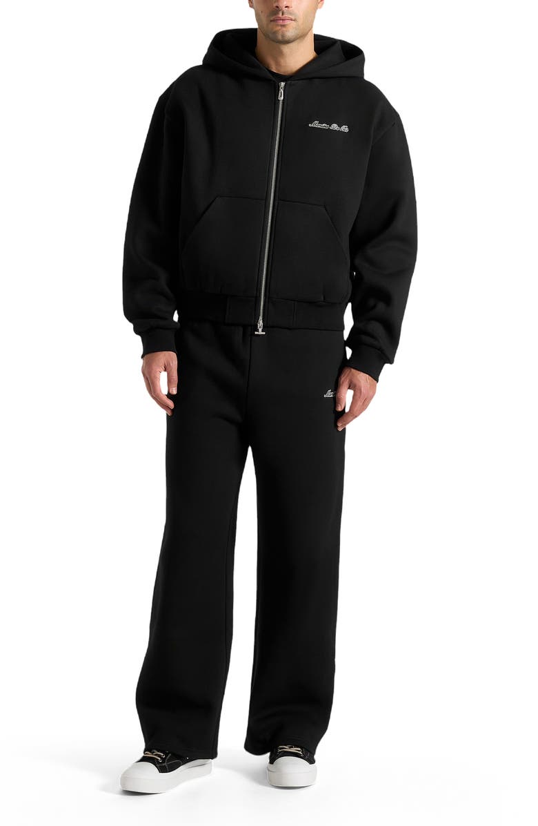 Manière De Voir Unisex Signature Relaxed Fit Zip Hoodie, Alternate, color, Black