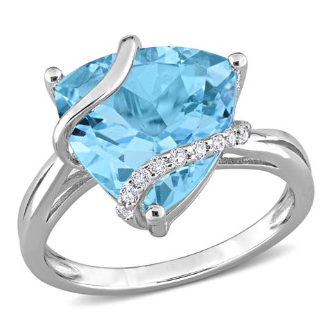 Gemstones & White Topaz Trilliant Ring