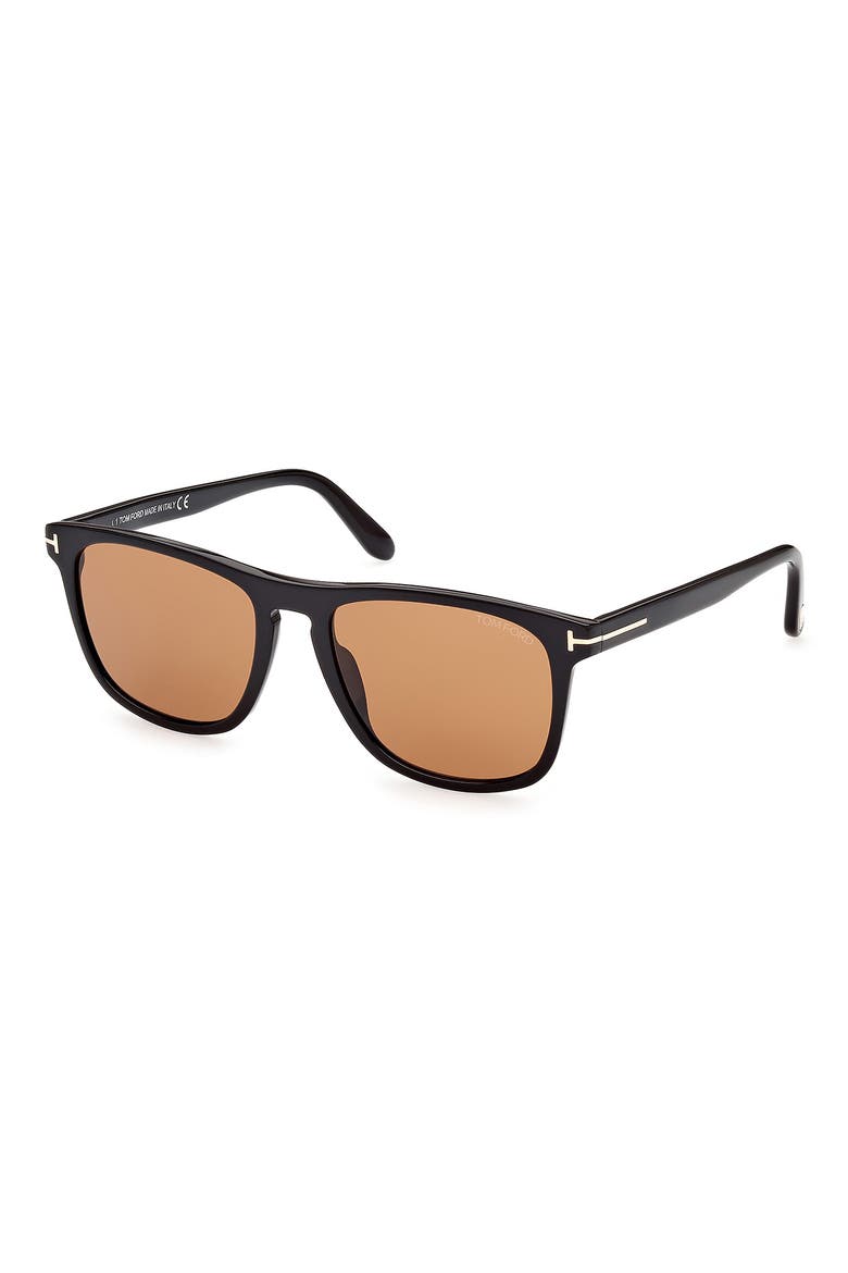 Gerard 56mm Square Sunglasses, Alternate, color, SHINY BLACK / BROWN