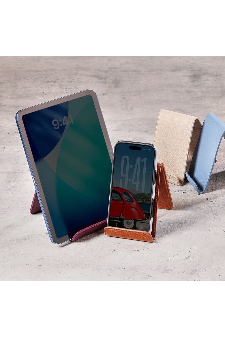 Leather Phone Tablet Holder, Alternate, color, Cognac
