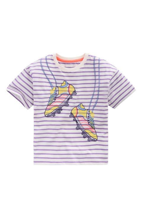 Kids' Stripe Appliqué Relaxed Cotton T-Shirt