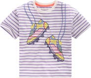 Mini Boden Kids' Stripe Appliqué Relaxed Cotton T-Shirt