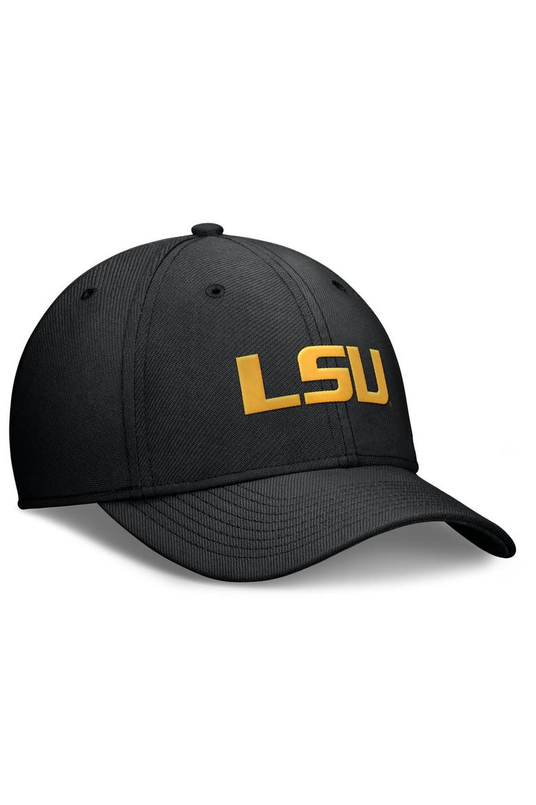 Men's Nike Black LSU Tigers Rise SwooshFlex Dri-FIT Hat, Alternate, color, Black