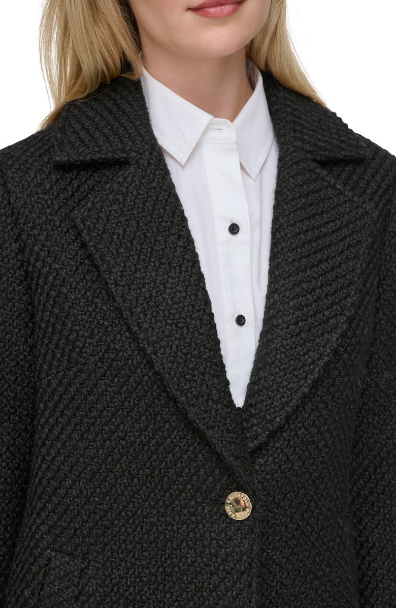 KARL LAGERFELD PARIS One Button Wool Blend Bouclé Coat, Alternate, color,