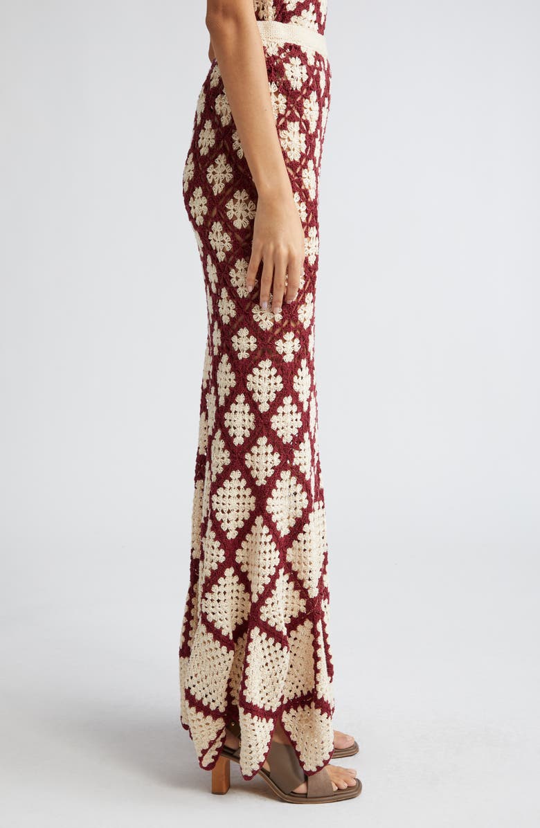 Ulla Johnson Summer Cotton Crochet Maxi Skirt, Alternate, color, Claret