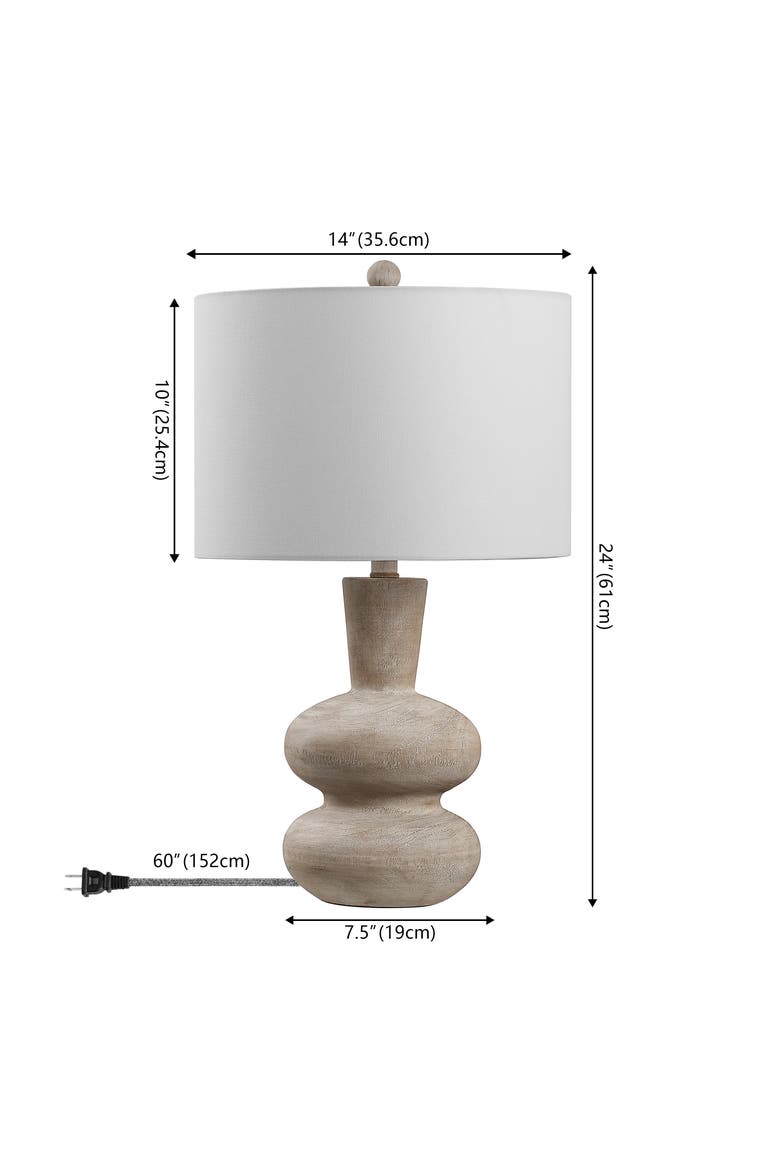 Matheo 24" Modern Minimalist Sculptural Oak-Grain Resin LED Table Lamp, Alternate, color, Antique Brown