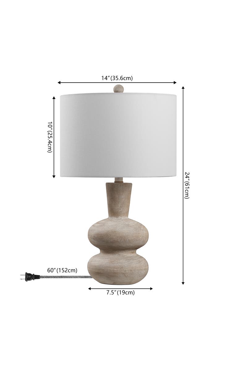JONATHAN Y Matheo 24" Modern Minimalist Sculptural Oak-Grain Resin LED Table Lamp, Alternate, color, Antique Brown