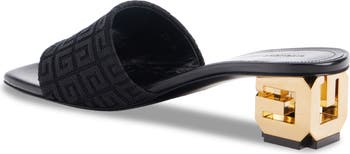【GIVENCHY】G CUBE MULES Givenchy Monogram Cotton G Cube-Heel Mule Sandals | Neiman