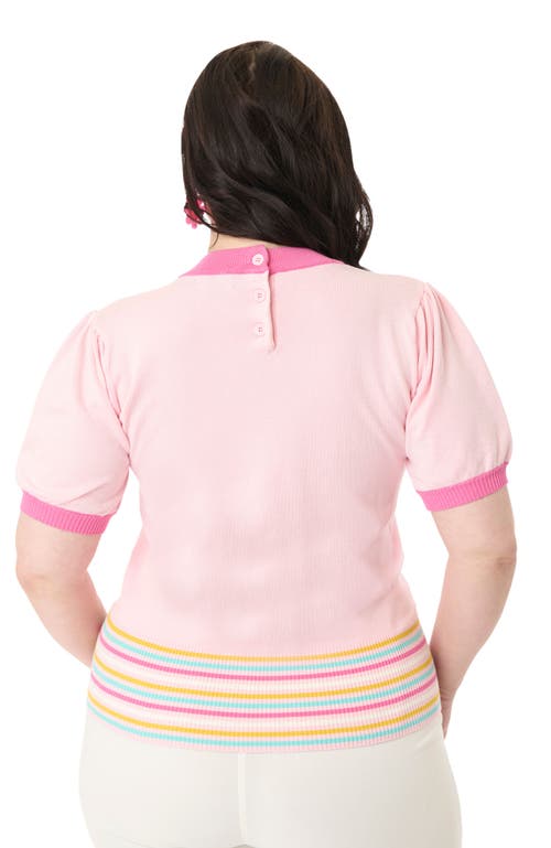 Smak Parlour Plus Size Flower Cutout Knit Sweater In Pink