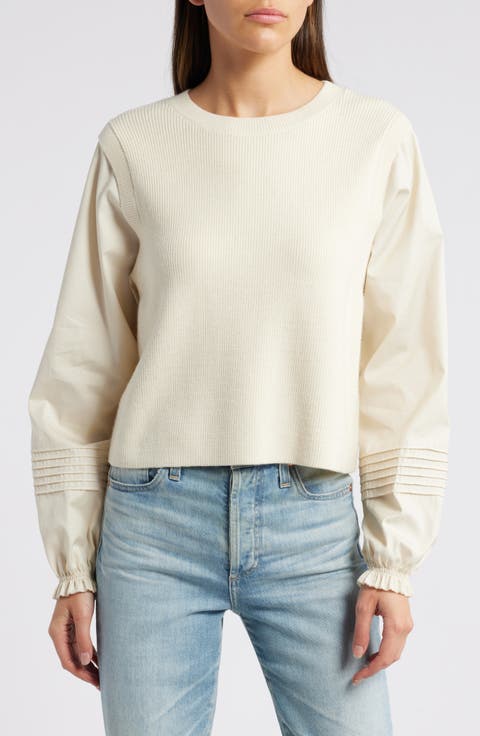 Poplin Sleeve Sweater