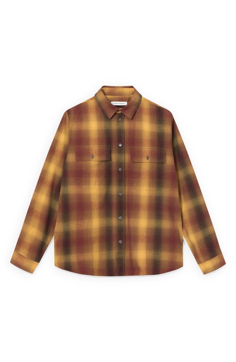 Wood Wood Avenir Gradient Plaid Flannel Button-Up Shirt, Main, color, 