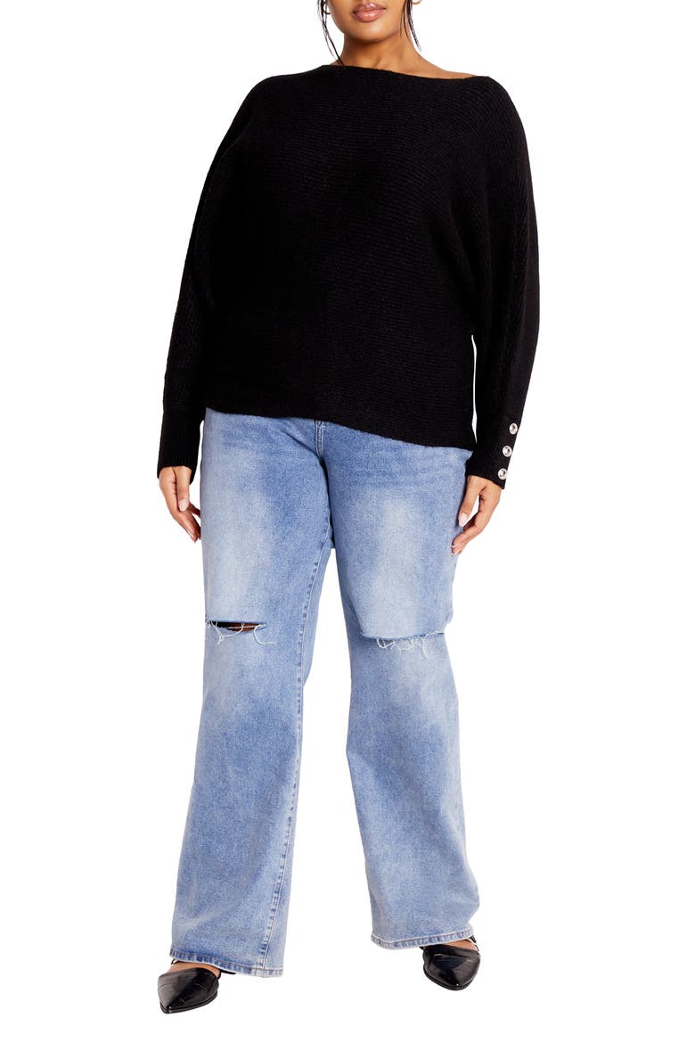 Eleni Slouchy One-Shoulder Sweater, Alternate, color, BLACK