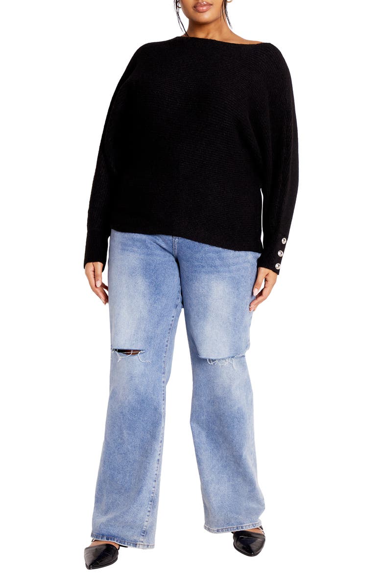 City Chic Eleni Slouchy One-Shoulder Sweater, Alternate, color, 