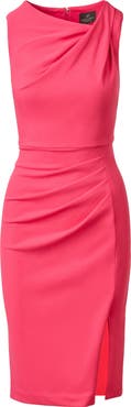 Adrianna Papell Ruched Asymmetric Crepe Sheath Dress