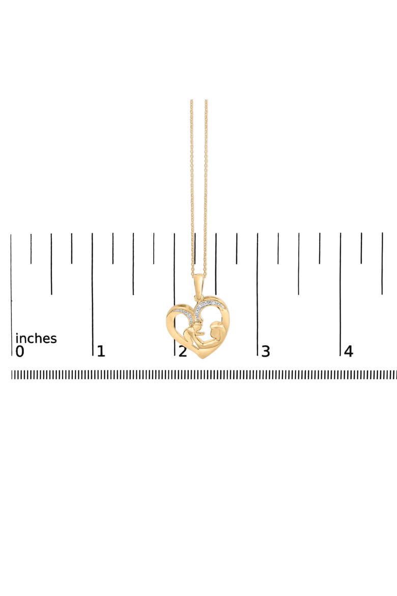 Gold Vermeil Diamond Accent Mom and Child Heart Pendant Necklace, Alternate, color, Silver