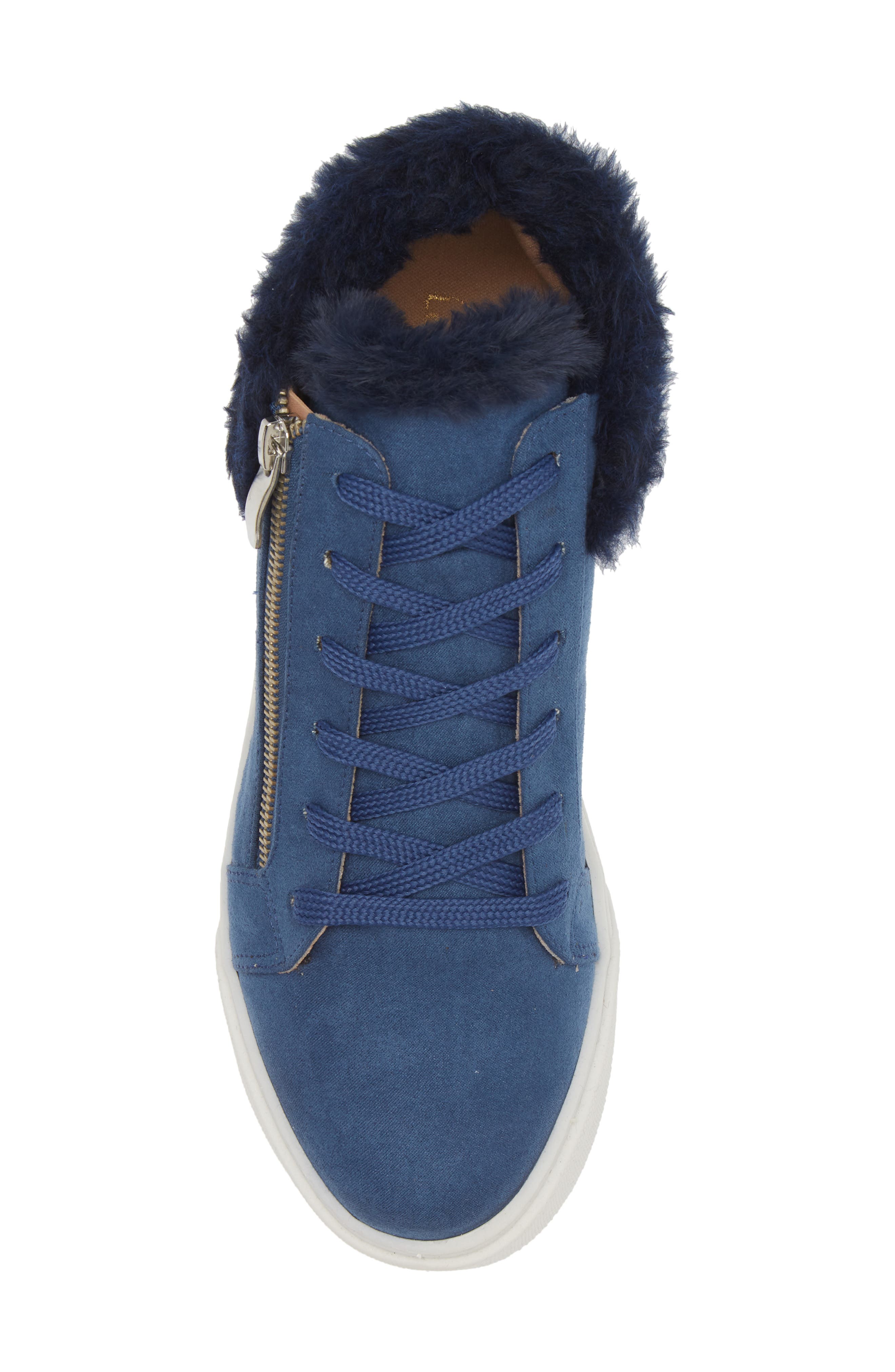 Love Rio Debbie Faux Fur Zip Sneaker, Alternate, color, Blue