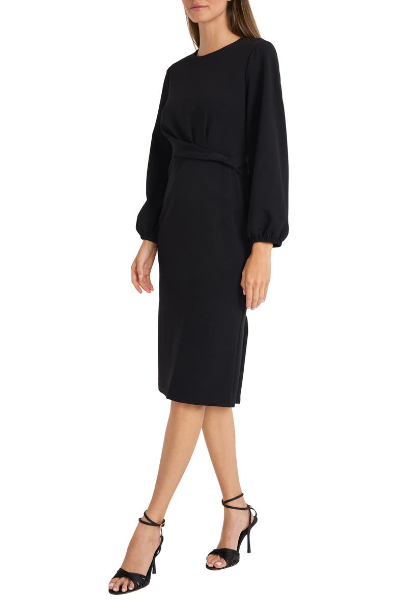 Maggy London Twisted Long Sleeve Midi Dress, Alternate, color, Black