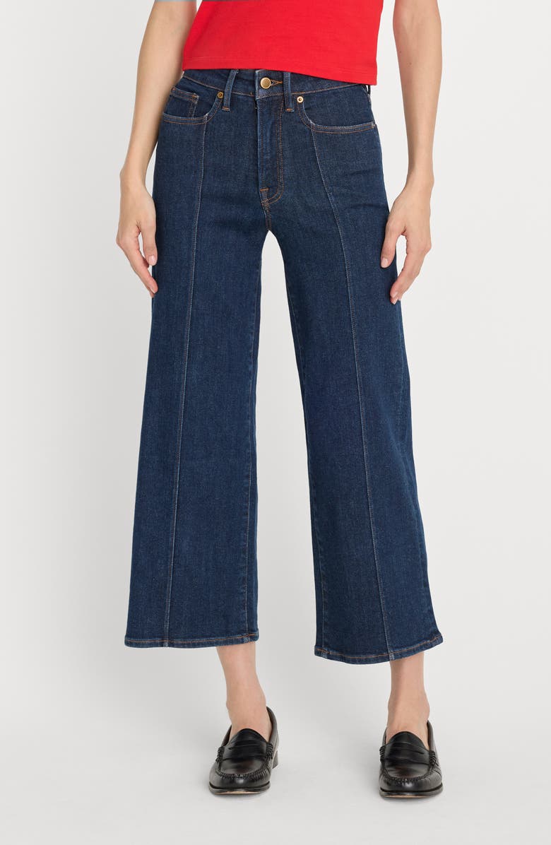 Good American Soft-Tech Good Waist High Waist Crop Palazzo Jeans, Alternate, color, Indigo1169