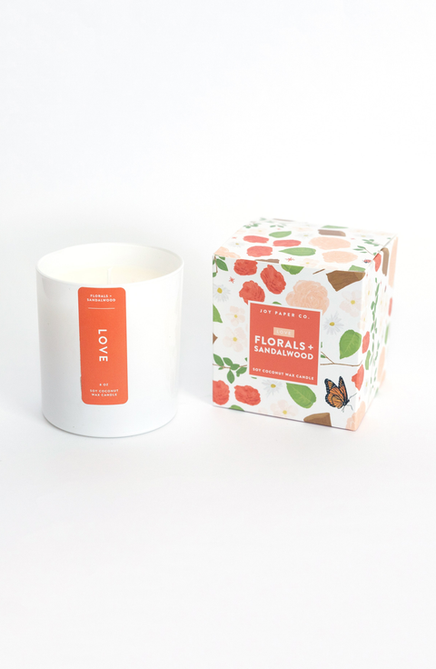 Love Florals Sandalwood Soy Coconut Candle