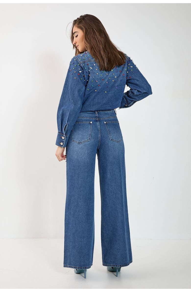 NASTY GAL Denim Jewel Baggy Jeans, Alternate, color, Authentic Midwash