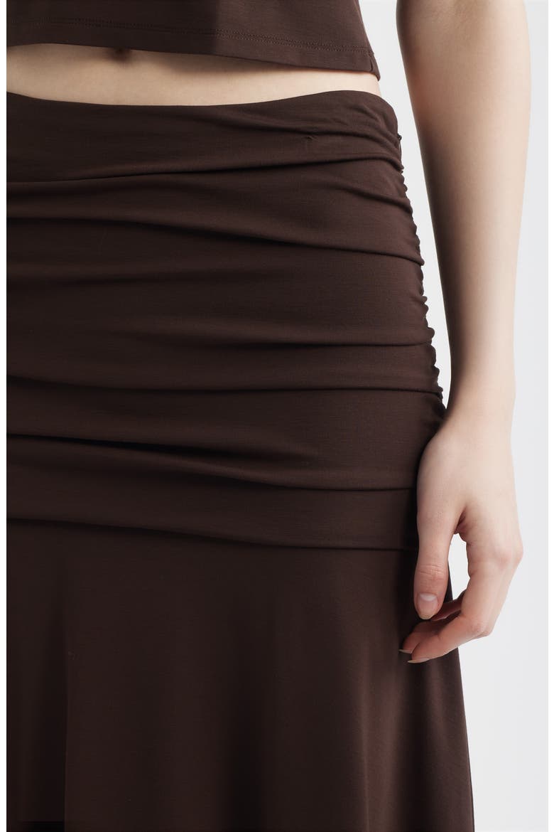 Gresca Ruched Asymmetric Hem Skirt, Alternate, color, CHOCOLATE