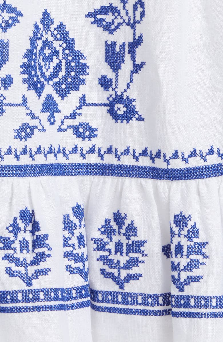 Milly Dea Cross Stitch Embroidered Linen Maxi Dress, Alternate, color, 