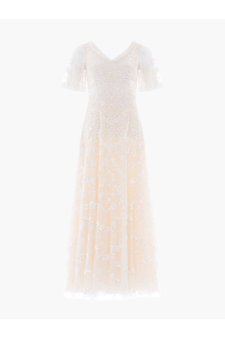 Isobel Sequin Ankle Gown, Alternate, color, Cream