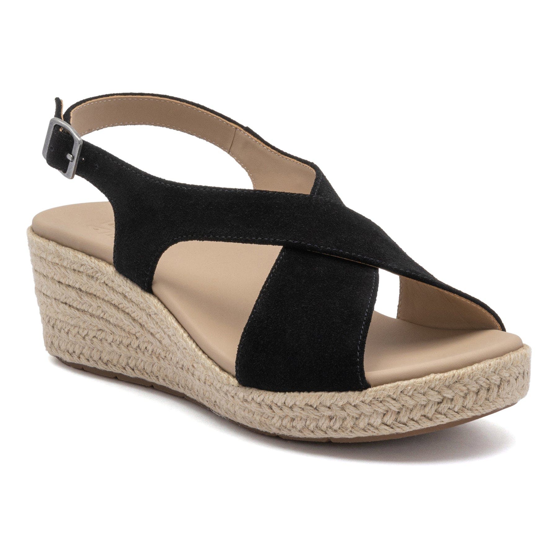 Riviera Cross Sandal, Main, color, Black Suede - Regular
