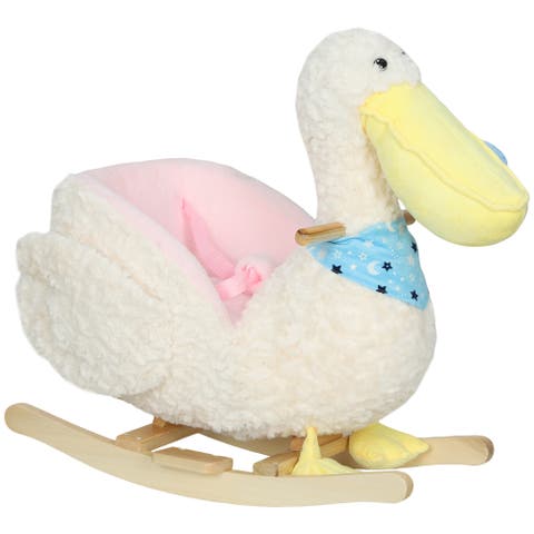 Pelican Baby Rocking Horse Plush Stuffed Animal Rocker for Toddlers Kids Ride on Rocking Horse with Realistic Sound