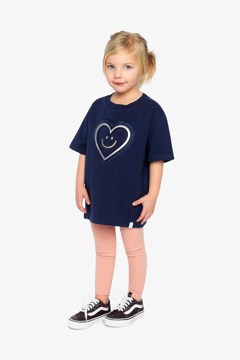 Organic Cotton Holographic Heart Jersey T-Shirt, Alternate, color, Dark Blue