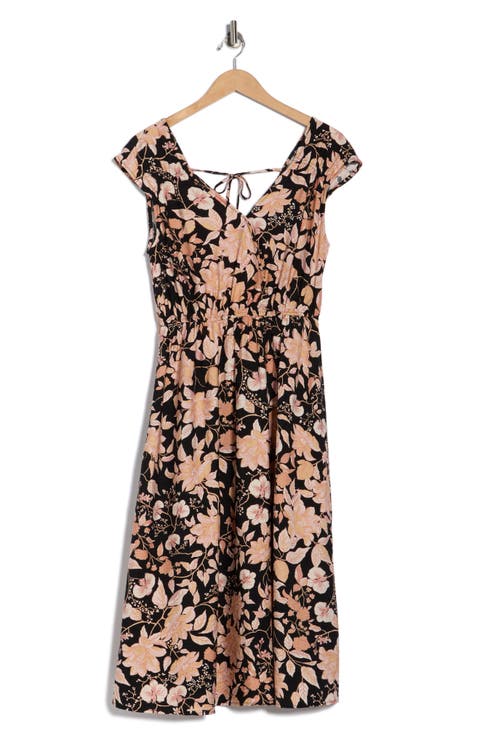 Floral Cap Sleeve Midi Dress