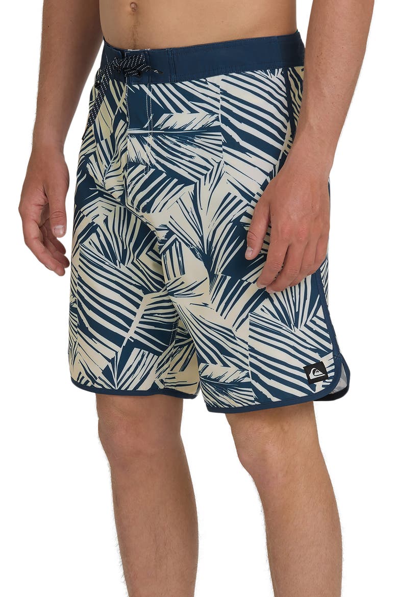 Aruba Palm 19" Board Shorts, Alternate, color, DARK DENIM