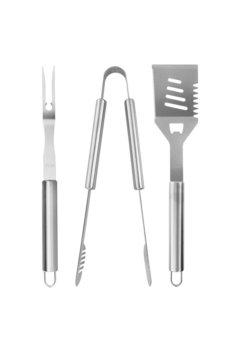 OSTER Baldwin 3 Piece Stainless Steel Barbecue Tool Set, Main, color, Silver