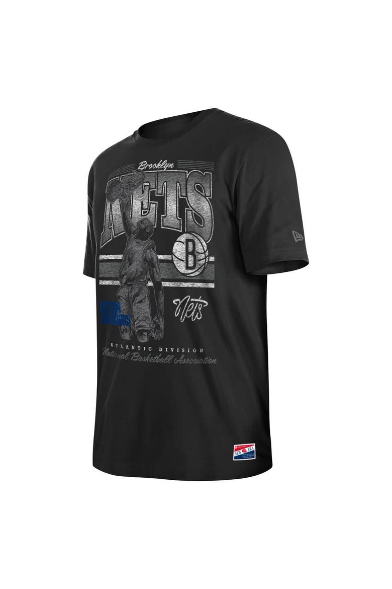 Men's New Era Black Brooklyn Nets Enzyme Wash Oversized T-Shirt, Alternate, color, Black