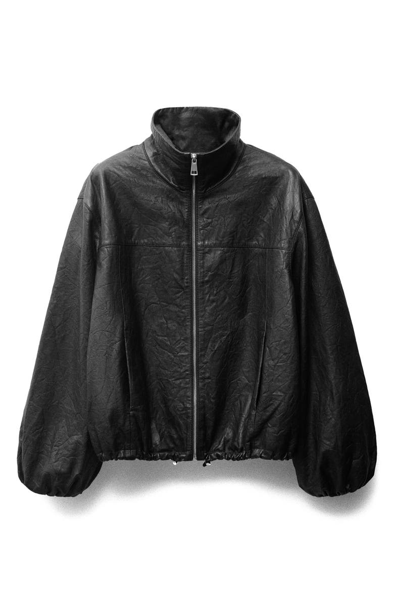 MANGO Oversize Leather Jacket, Alternate, color, 