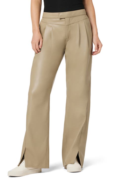 Rosie Pleated High Waist Wide Leg Faux Leather Pants