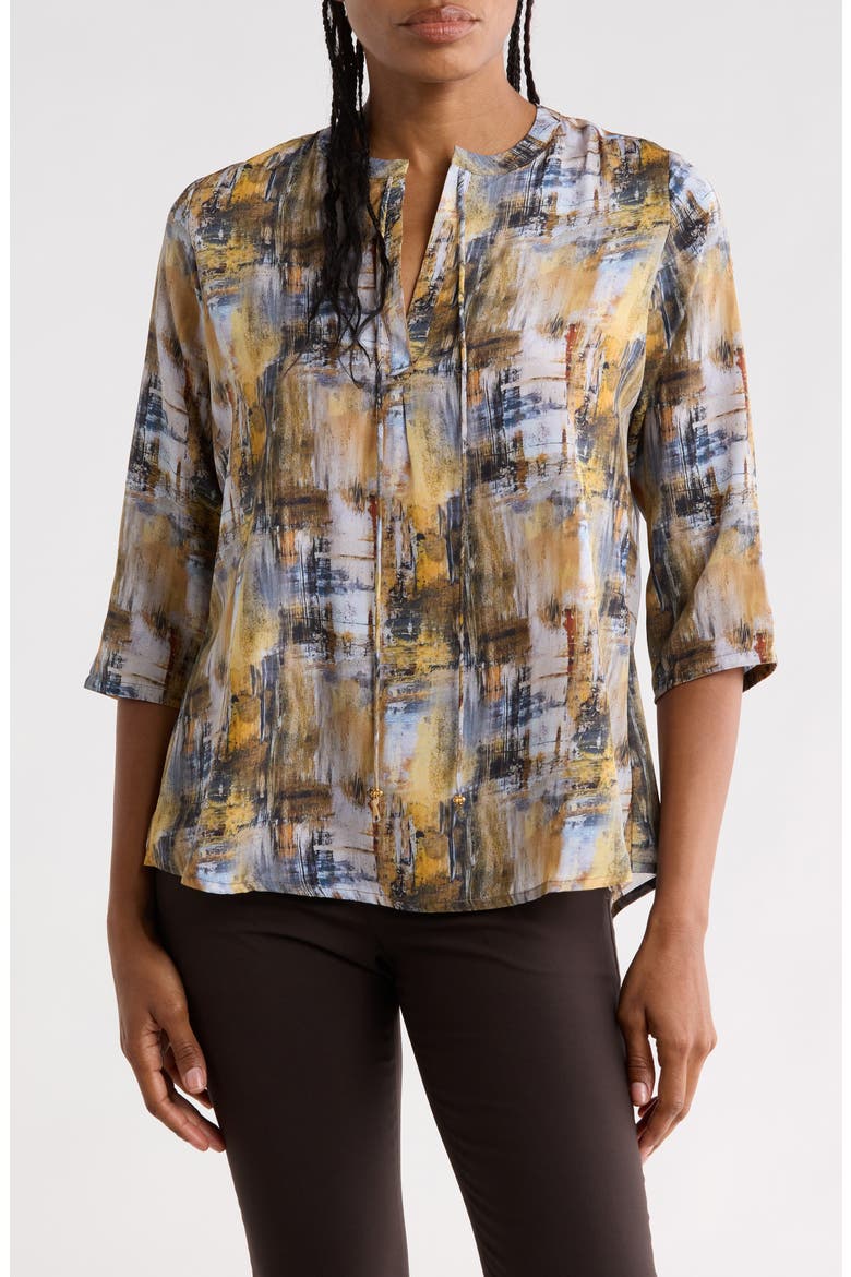 Tassel Neck Shift Top, Main, color, YELLOW MULTI
